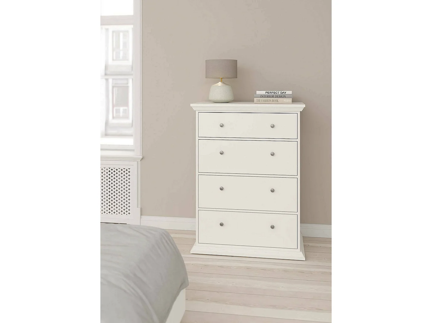 Commode Dretegu, Commode polyvalente, Commode de chambre, Meuble avec tiroirs, 86x52 h116 cm, Blanc