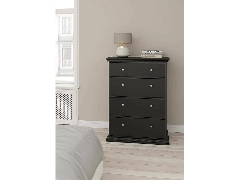 Cajonera Dretegu, Cómoda multiusos, Cómoda de dormitorio, Gabinete con cajones, 86x52 h116 cm, Negro