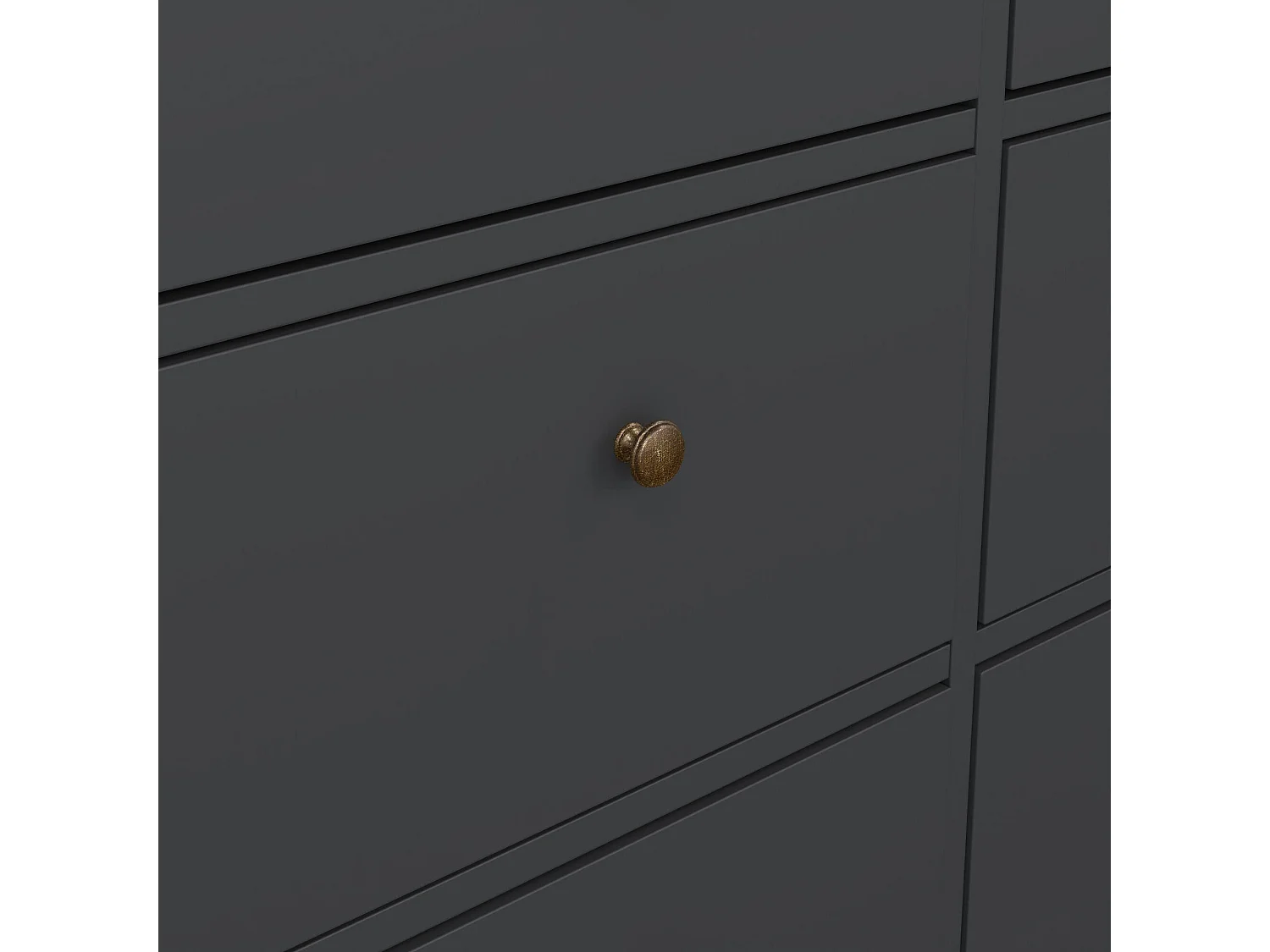 Kommode Drinaud, Mehrzweckkommode, Schlafzimmerkommode, Schrank mit Schubladen, 183x49 h87 cm, Grau