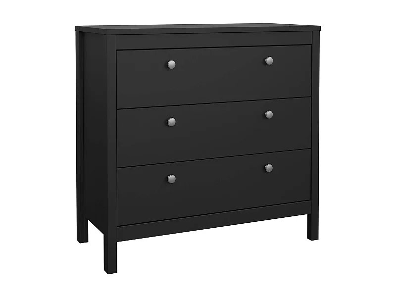 Commode Drobbiat, Commode polyvalente, Commode de chambre, Meuble avec tiroirs, 82x38 h80 cm, Noir