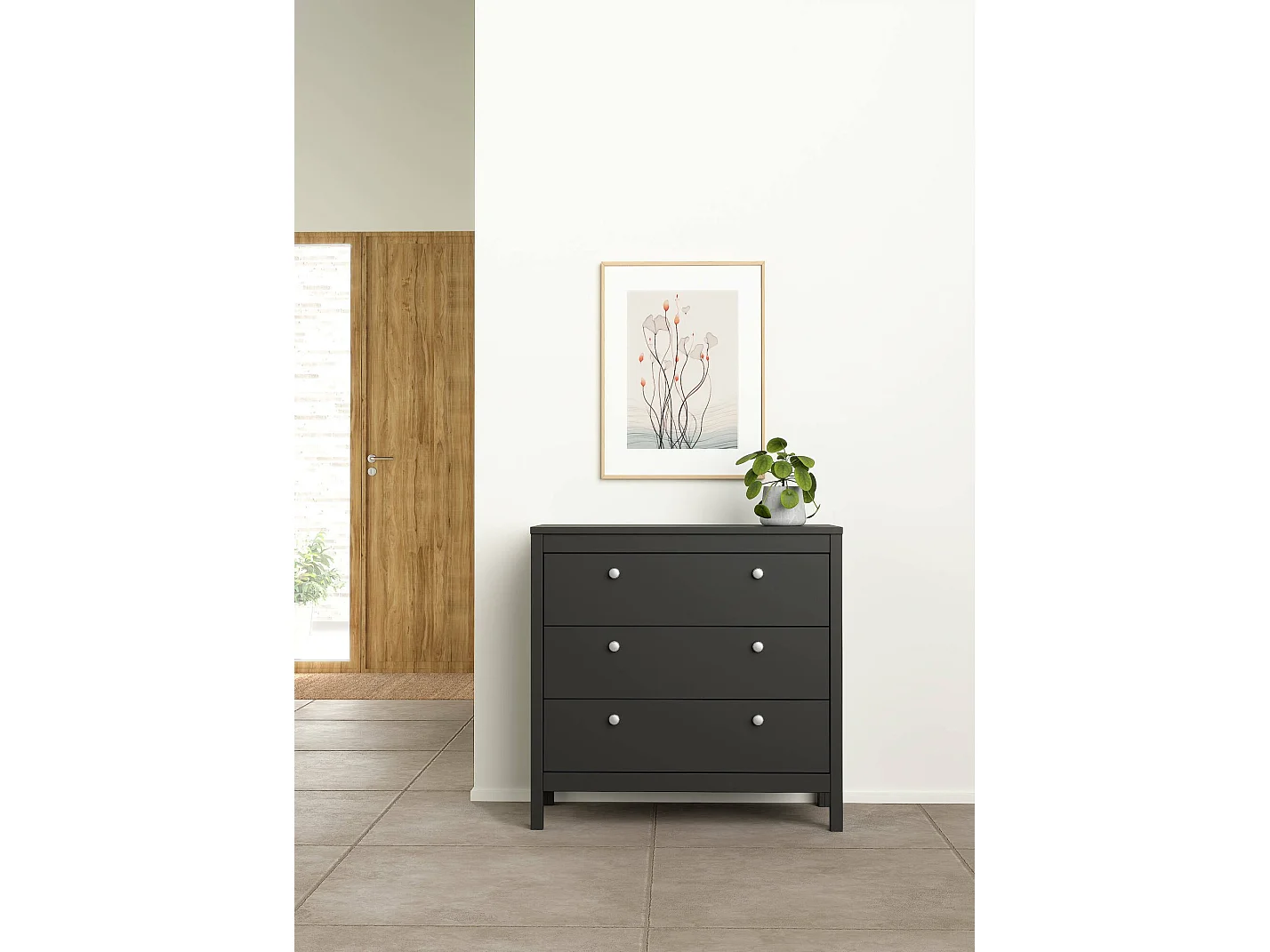 Commode Drobbiat, Commode polyvalente, Commode de chambre, Meuble avec tiroirs, 82x38 h80 cm, Noir