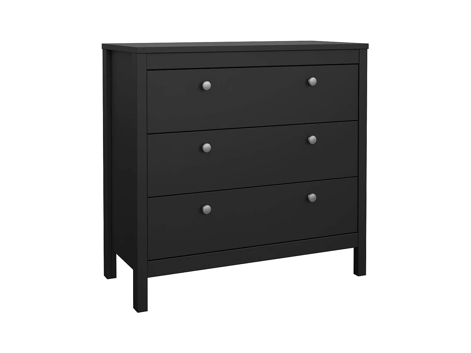 Kommode Drobbiat, Mehrzweckkommode, Schlafzimmerkommode, Schrank mit Schubladen, 82x38 h80 cm, Schwarz