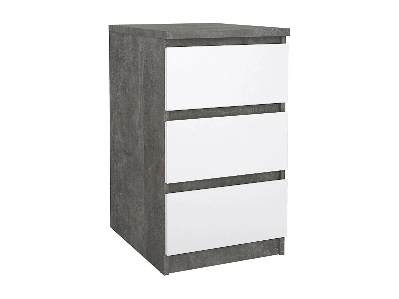Kommode Drepett, Mehrzweckkommode, Schlafzimmerkommode, Schrank mit Schubladen, 50x40 h70 cm, Zement und Weiß