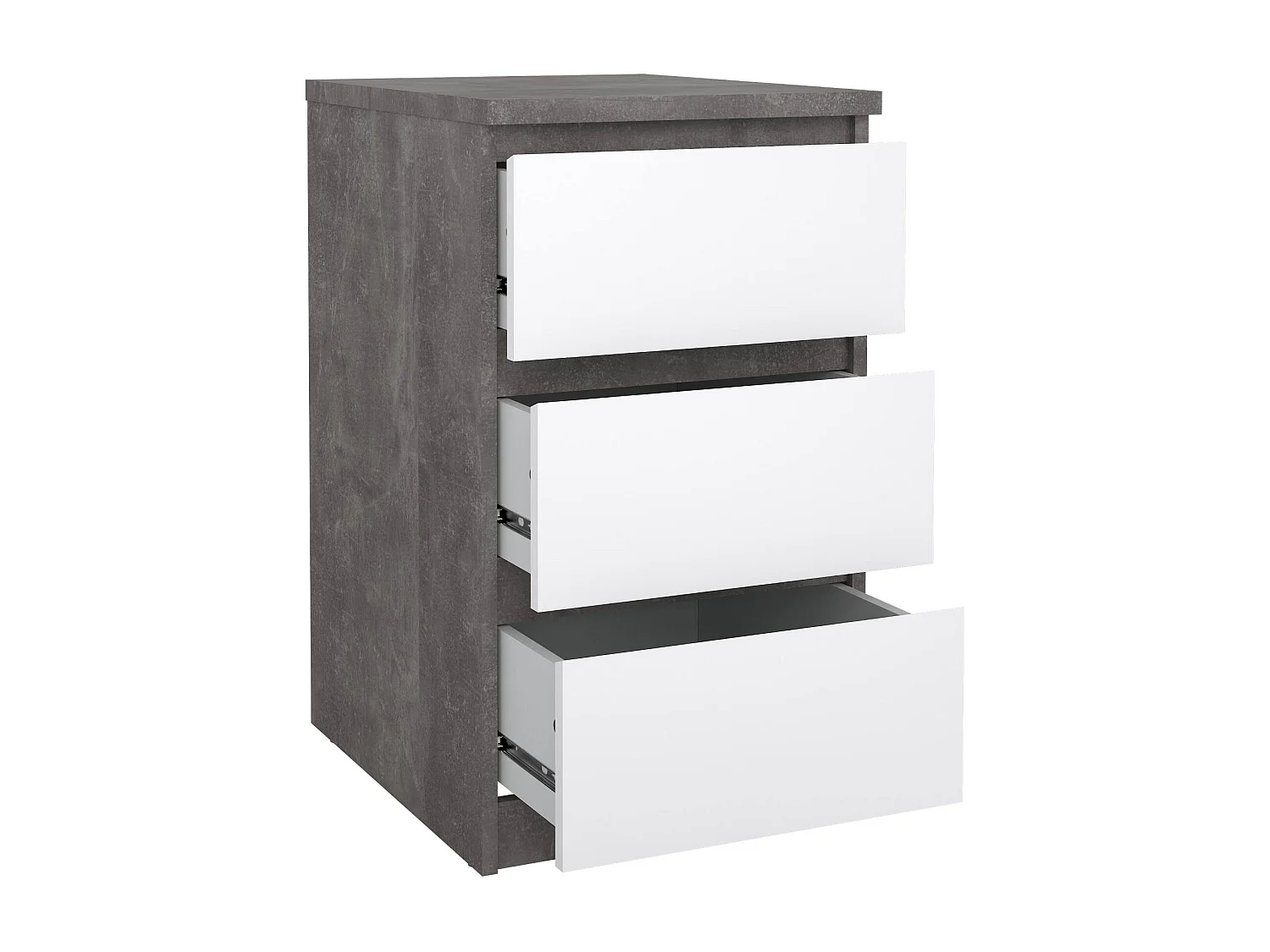 Drepett ladekast, Multifunctionele ladekast, Slaapkamerladekast, Kast met lades, 50x40 h70 cm, Cement en Wit
