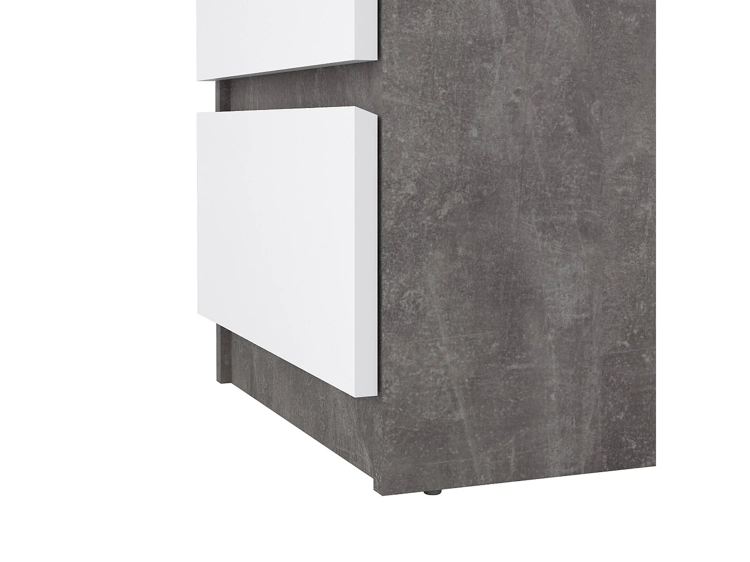 Drepett ladekast, Multifunctionele ladekast, Slaapkamerladekast, Kast met lades, 50x40 h70 cm, Cement en Wit
