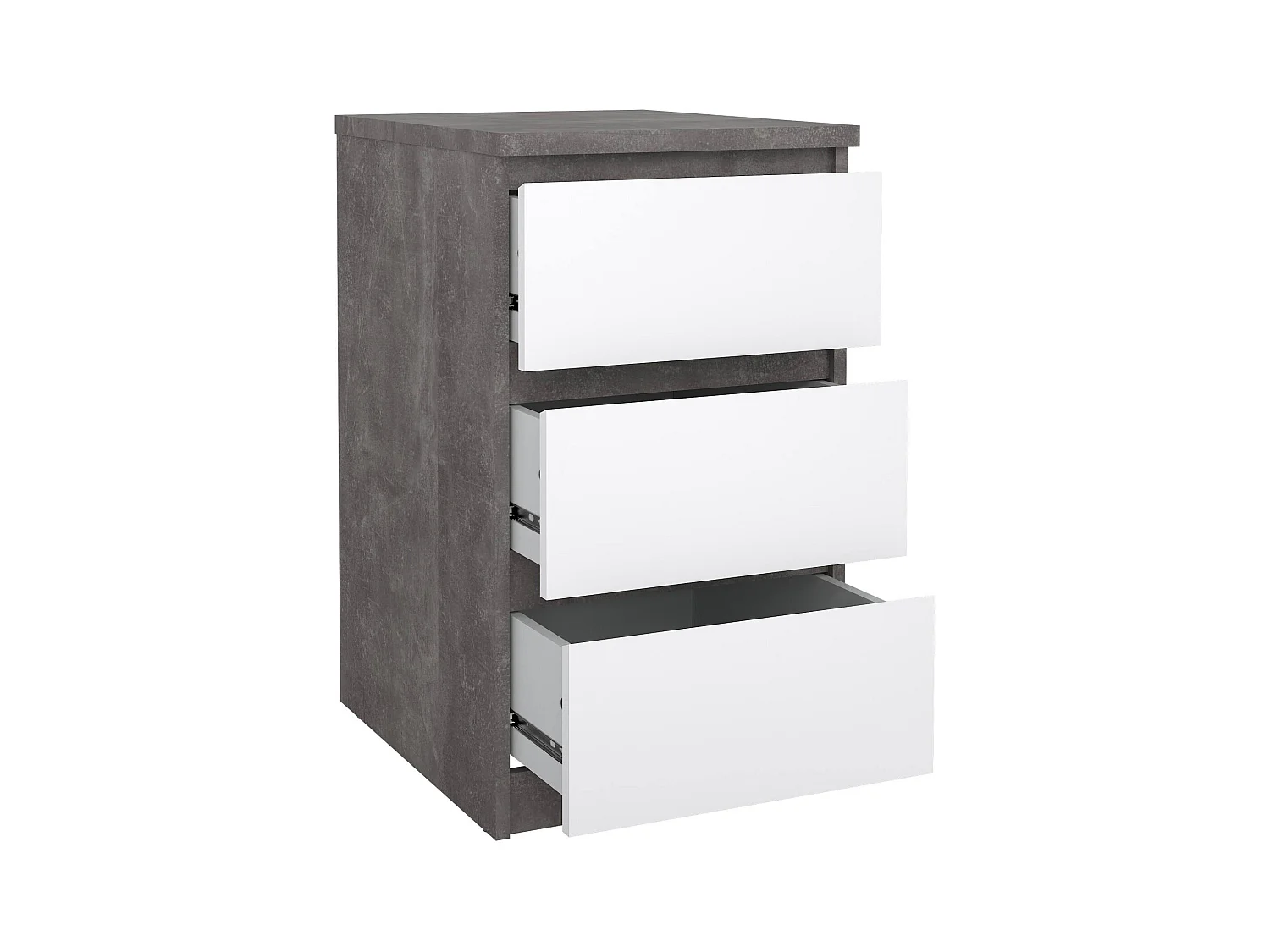 Commode Drepett, Commode polyvalente, Commode de chambre, Meuble avec tiroirs, 50x40 h70 cm, Ciment et blanc