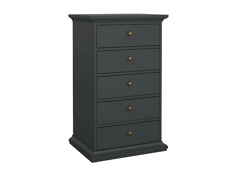 Kommode Dricci, Mehrzweckkommode, Schlafzimmerkommode, Schrank mit Schubladen, 63x49 h105 cm, Grau