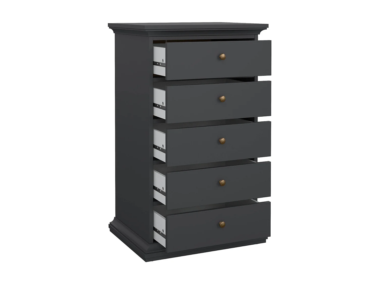 Dricci ladekast, Multifunctionele ladekast, Slaapkamerdressoir, Kast met laden, 63x49 h105 cm, Grijs