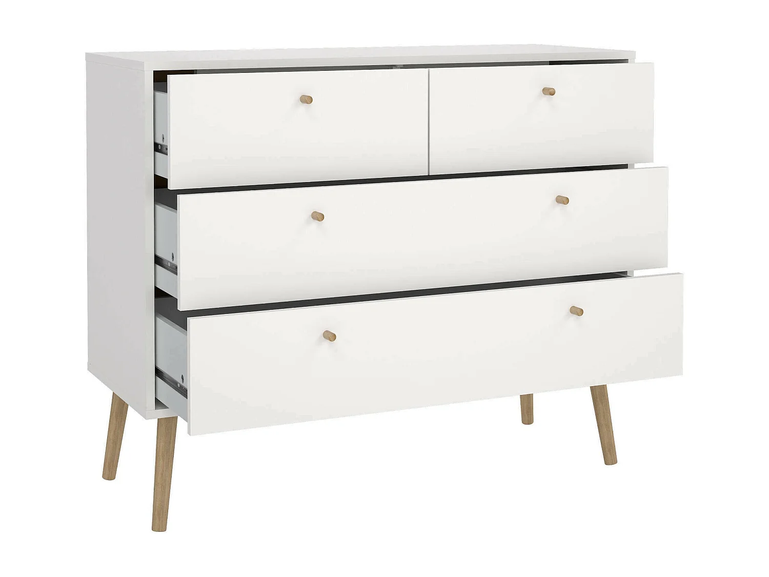 Commode Dromol, Commode polyvalente, Commode de chambre, Meuble avec tiroirs, 99x39 h82 cm, Blanc