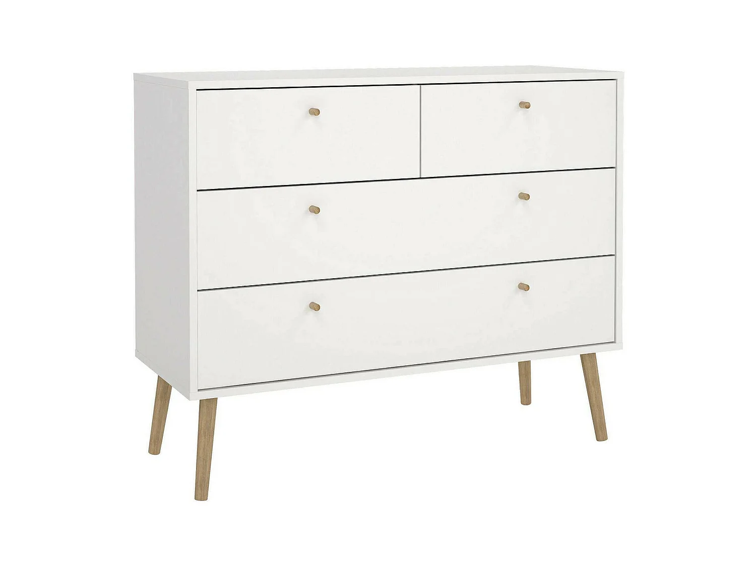 Commode Dromol, Commode polyvalente, Commode de chambre, Meuble avec tiroirs, 99x39 h82 cm, Blanc