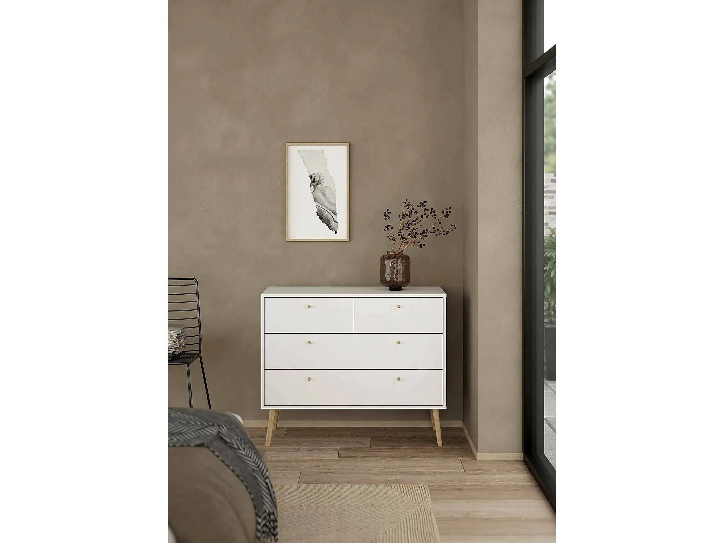 Cajonera Dromol, Cómoda multiusos, Cómoda de dormitorio, Gabinete con cajones, 99x39 h82 cm, Blanco