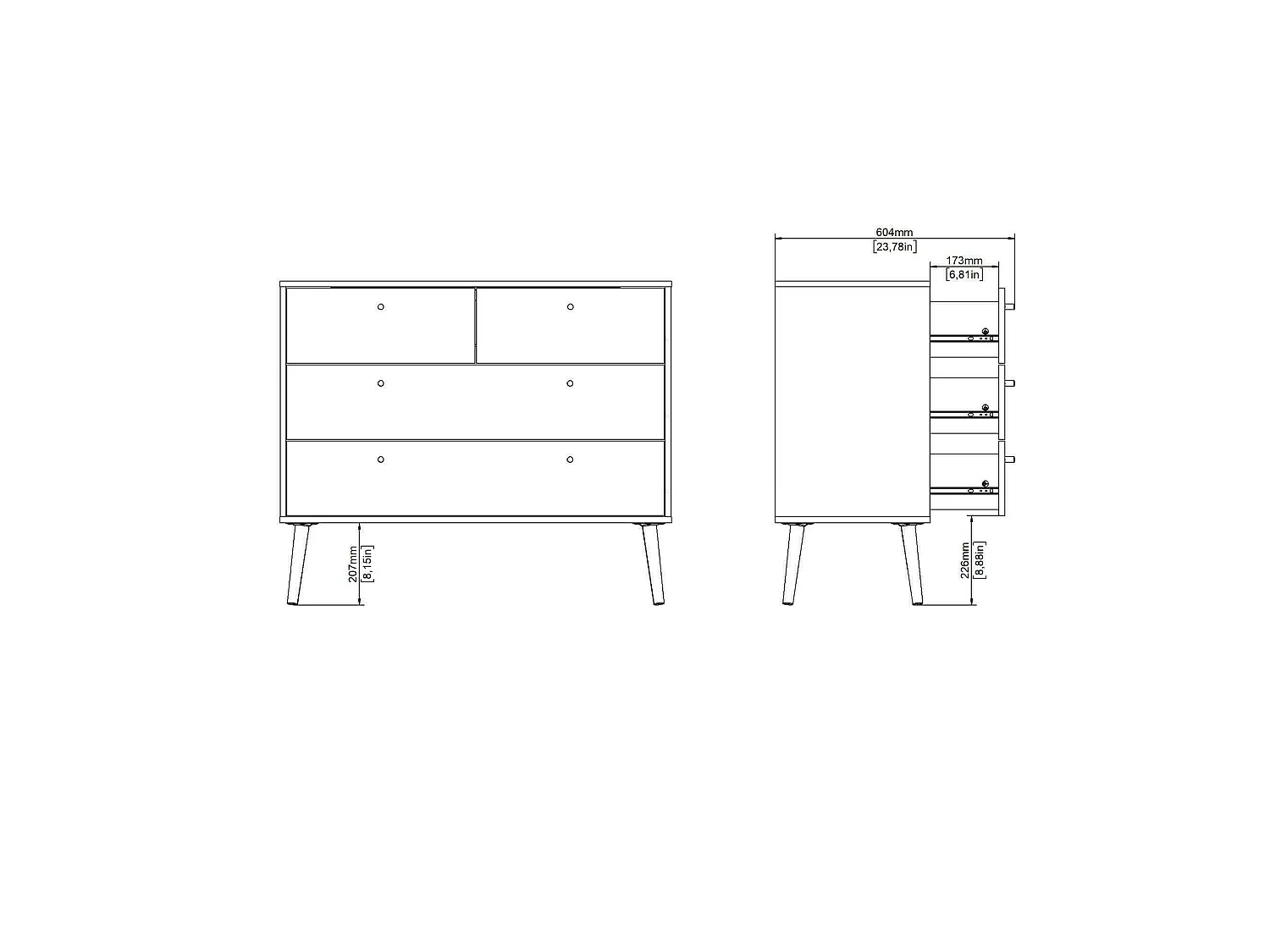 Commode Dromol, Commode polyvalente, Commode de chambre, Meuble avec tiroirs, 99x39 h82 cm, Blanc
