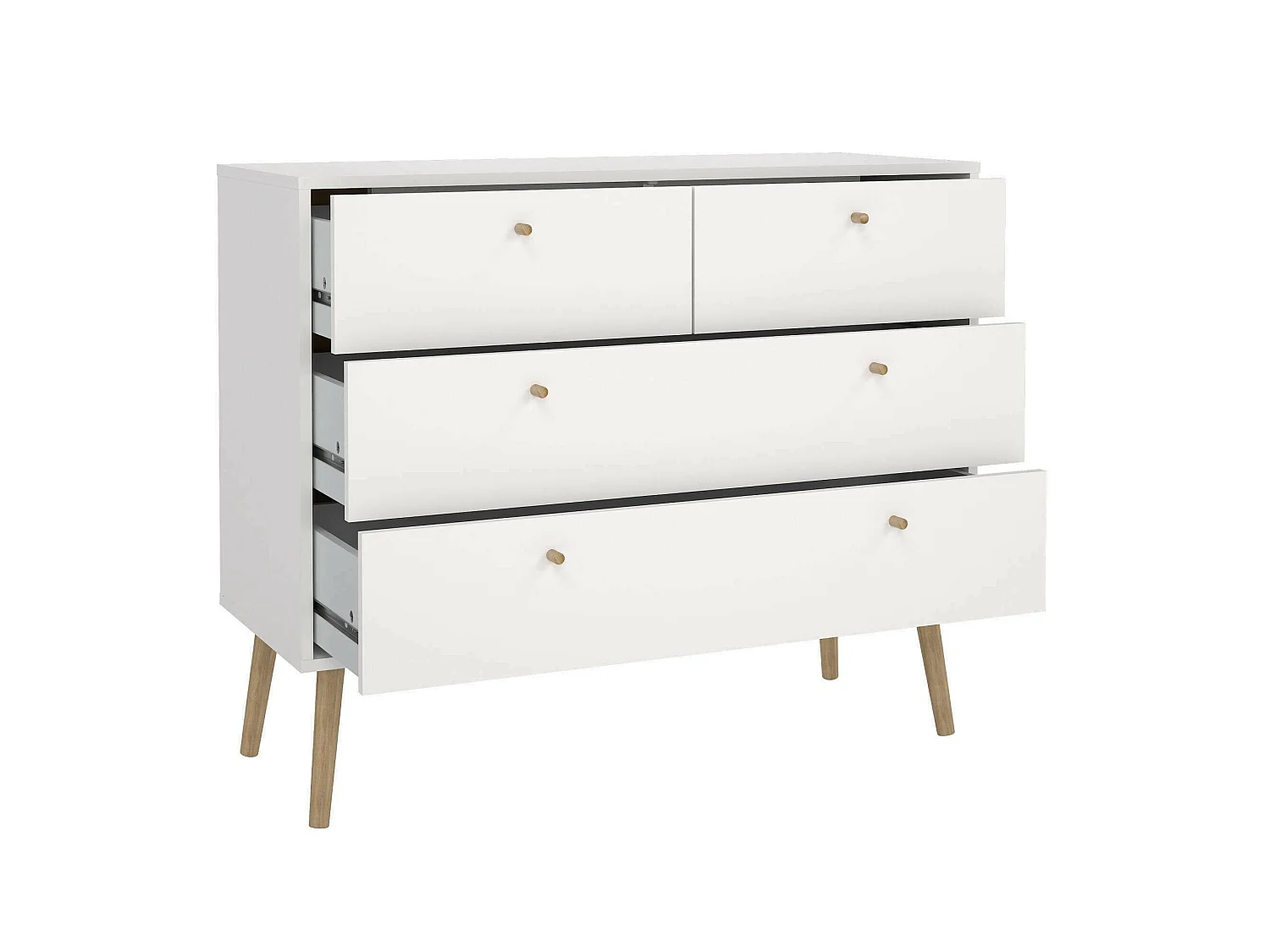 Commode Dromol, Commode polyvalente, Commode de chambre, Meuble avec tiroirs, 99x39 h82 cm, Blanc