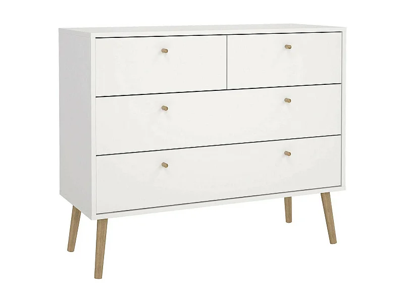 Commode Dromol, Commode polyvalente, Commode de chambre, Meuble avec tiroirs, 99x39 h82 cm, Blanc