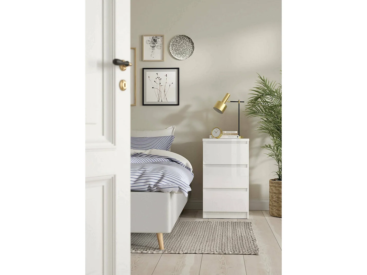 Commode Drepett, Commode polyvalente, Commode de chambre, Meuble avec tiroirs, 50x40 h70 cm, Blanc