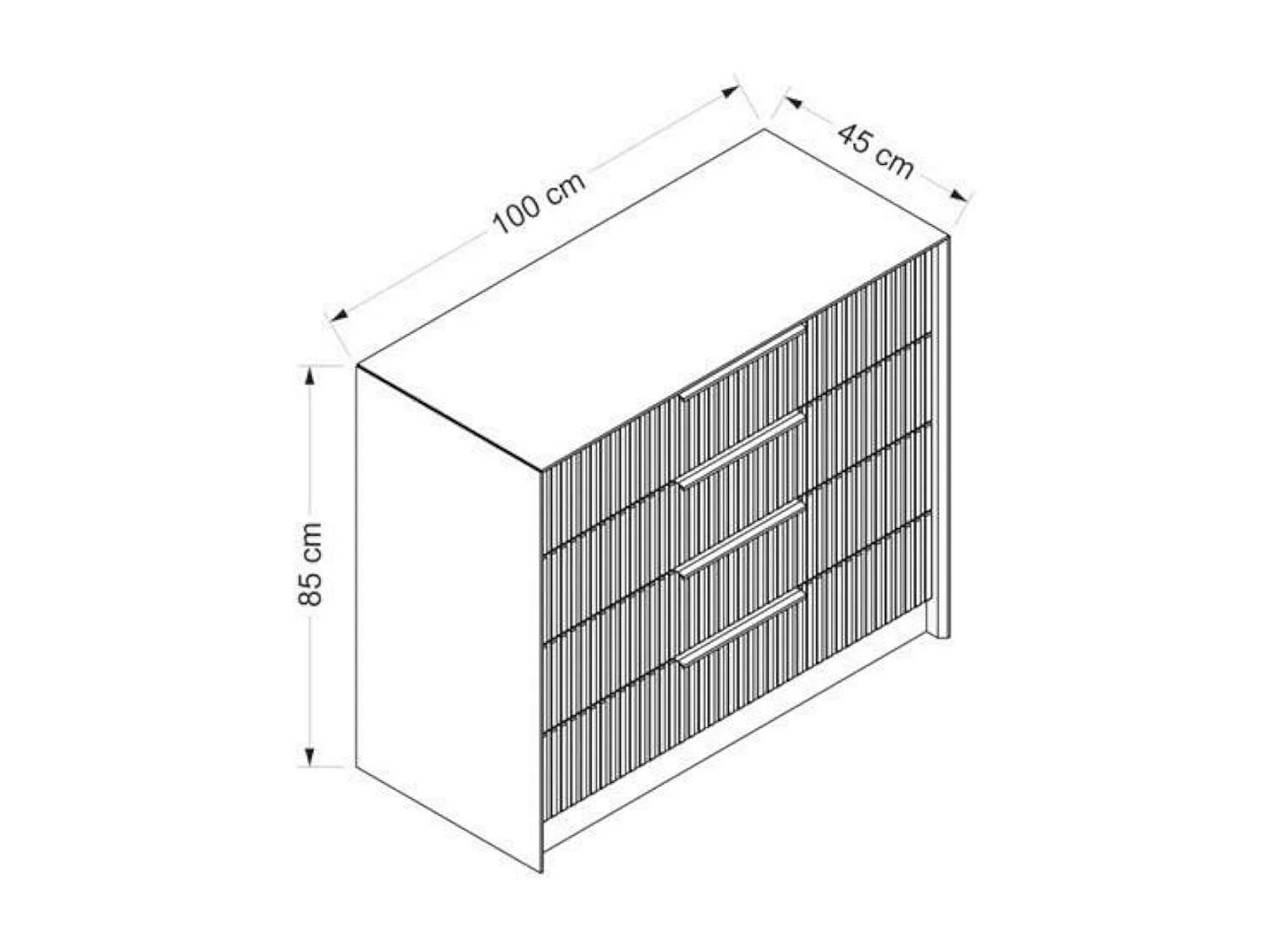 Drazzol ladekast, Multifunctionele ladekast, Slaapkamer ladekast, Kast met lades, 100x45 h85 cm, Cement
