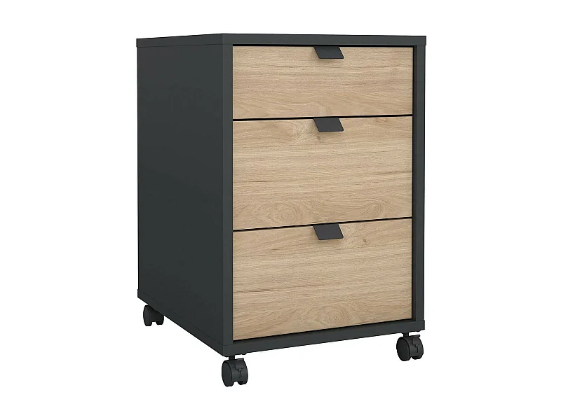 Cajonera Drispol, Cómoda multiusos, Cómoda de dormitorio, Gabinete con cajones, 48x41 h61 cm, Roble y Gris