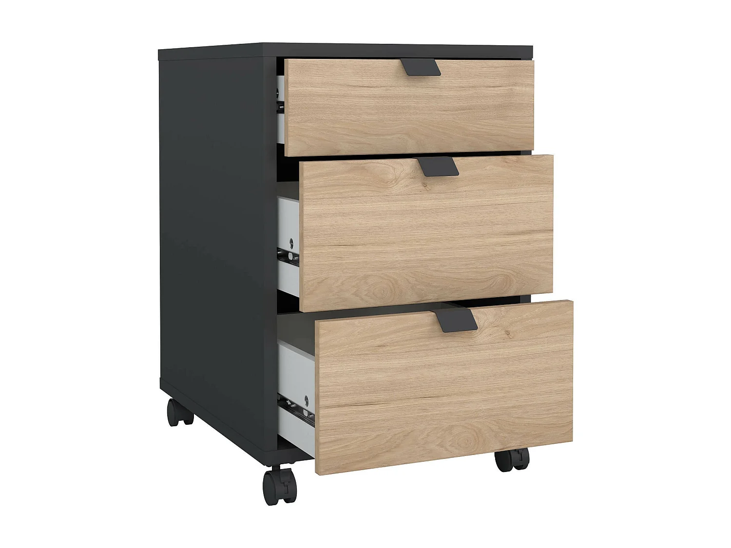 Commode Drispol, Commode polyvalente, Commode de chambre, Meuble avec tiroirs, 48x41 h61 cm, Chêne et Gris