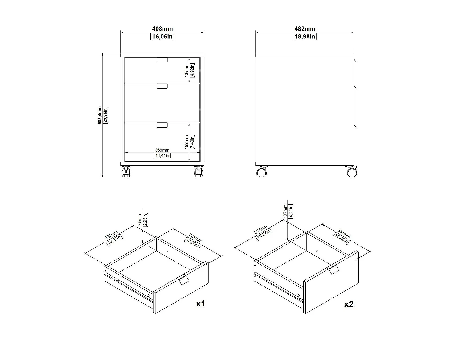 Commode Drispol, Commode polyvalente, Commode de chambre, Meuble avec tiroirs, 48x41 h61 cm, Chêne et Gris