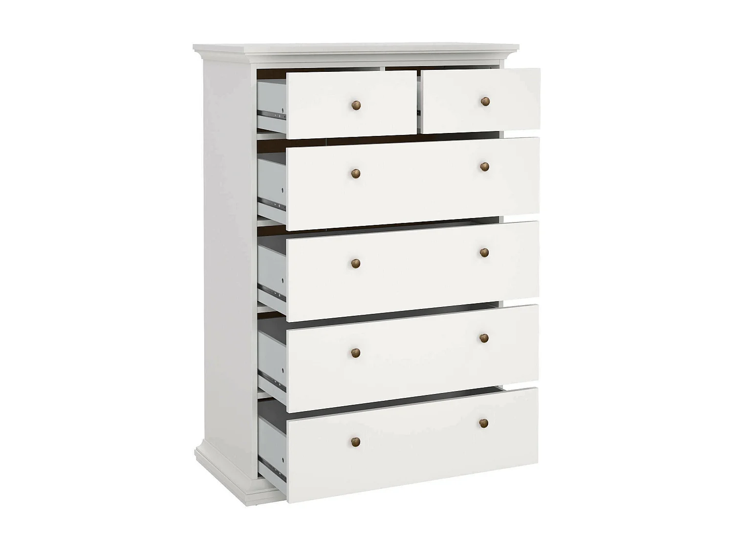 Commode Drighett, Commode polyvalente, Commode de chambre, Meuble avec tiroirs, 96x49 h139 cm, Blanc