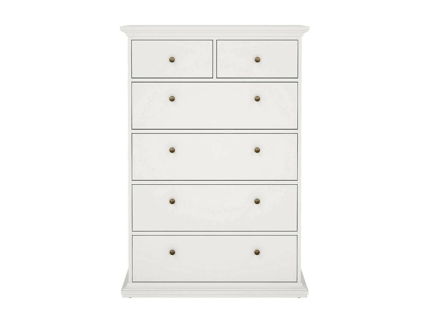 Drighett ladekast, Multifunctionele ladekast, Slaapkamerdressoir, Kast met laden, 96x49 h139 cm, Wit