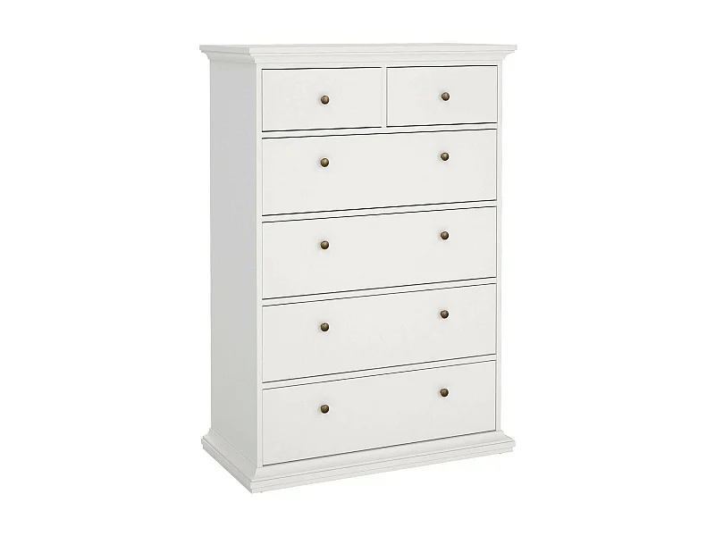 Commode Drighett, Commode polyvalente, Commode de chambre, Meuble avec tiroirs, 96x49 h139 cm, Blanc