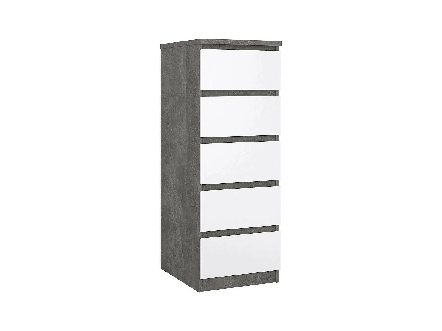 Commode Drobott, Commode polyvalente, Commode de chambre, Meuble avec tiroirs, 50x40 h111 cm, Ciment et blanc