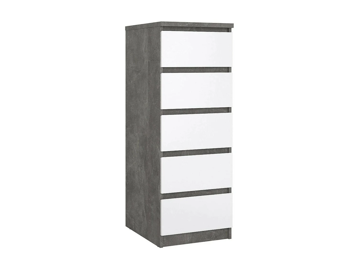Drobott ladekast, Multifunctionele ladekast, Slaapkamerladekast, Kast met lades, 50x40 h111 cm, Cement en Wit