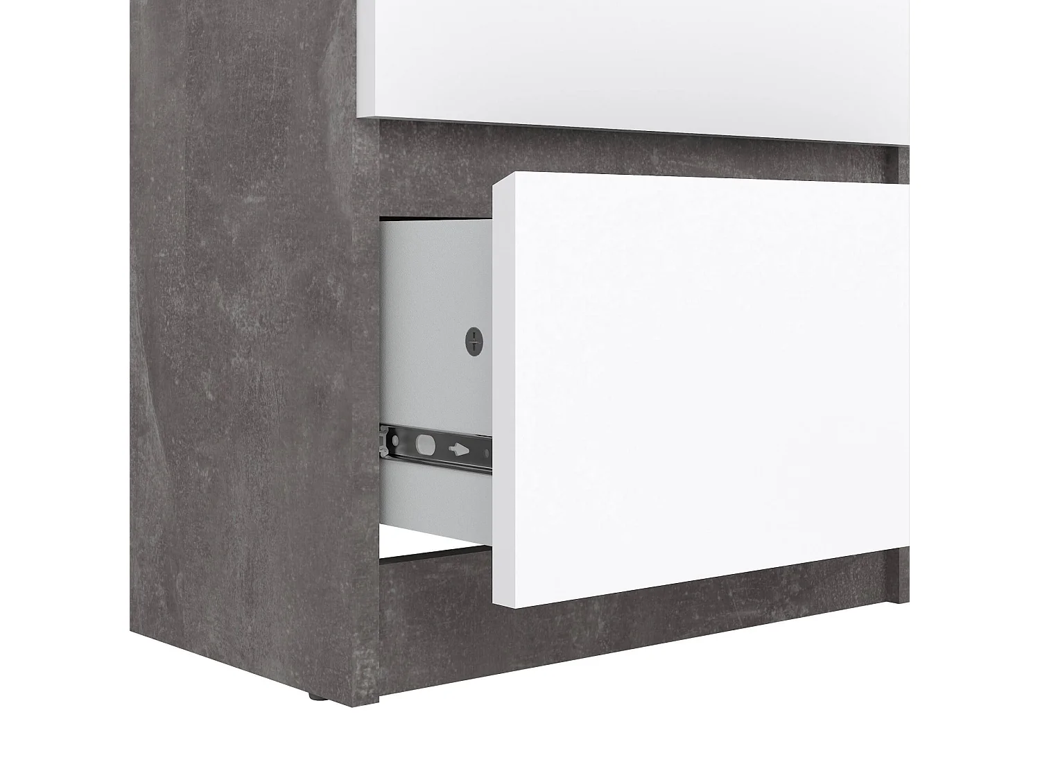 Commode Drobott, Commode polyvalente, Commode de chambre, Meuble avec tiroirs, 50x40 h111 cm, Ciment et blanc