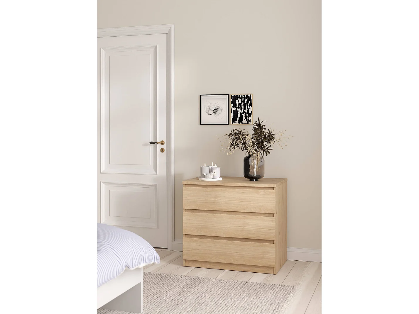 Drocc ladekast, Multifunctionele ladekast, Slaapkamer ladekast, Kast met lades, 77x50 h68 cm, Eiken