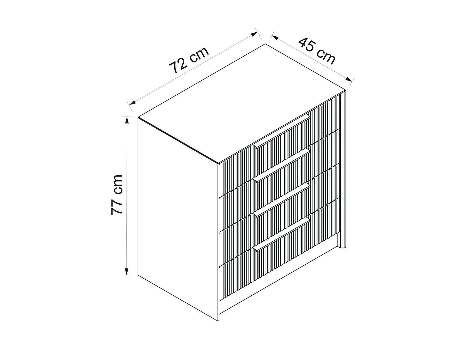 Cómoda Dlizerou, Cómoda multiusos, Cómoda de quarto, Armário com gavetas, 72x45 h77 cm, Cimento