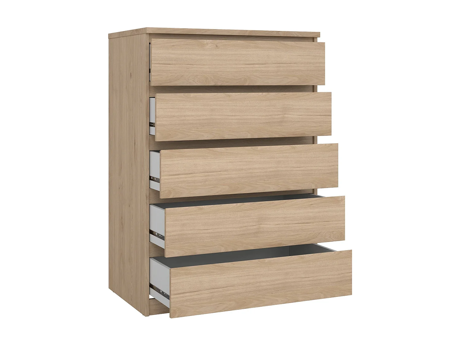 Kommode Drivalt, Mehrzweckkommode, Schlafzimmerkommode, Schrank mit Schubladen, 77x50 h111 cm, Eiche