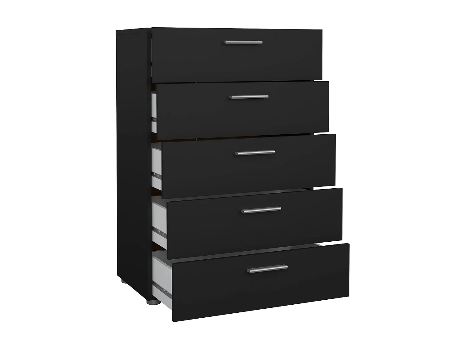 Kommode Drosell, Mehrzweckkommode, Schlafzimmerkommode, Schrank mit Schubladen, 70x40 h102 cm, Schwarz