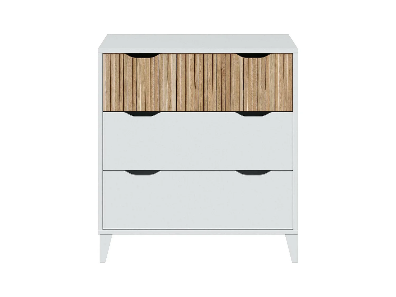 Commode Dzof, Commode polyvalente, Commode de chambre, Meuble avec tiroirs, 71x40 h76 cm, Blanc et Chêne clair