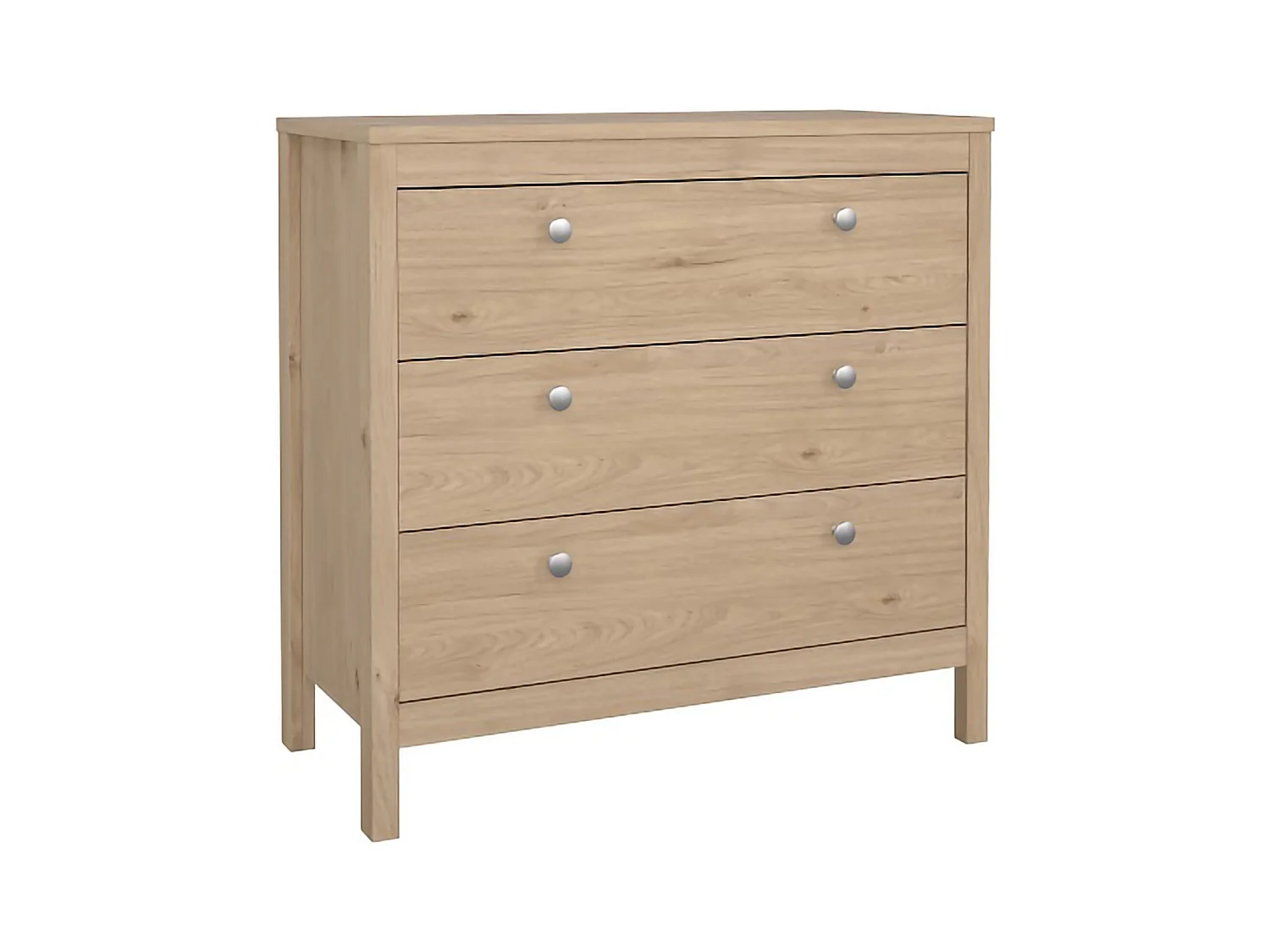 Commode Drobbiat, Commode polyvalente, Commode de chambre, Meuble avec tiroirs, 82x38 h80 cm, Chêne clair