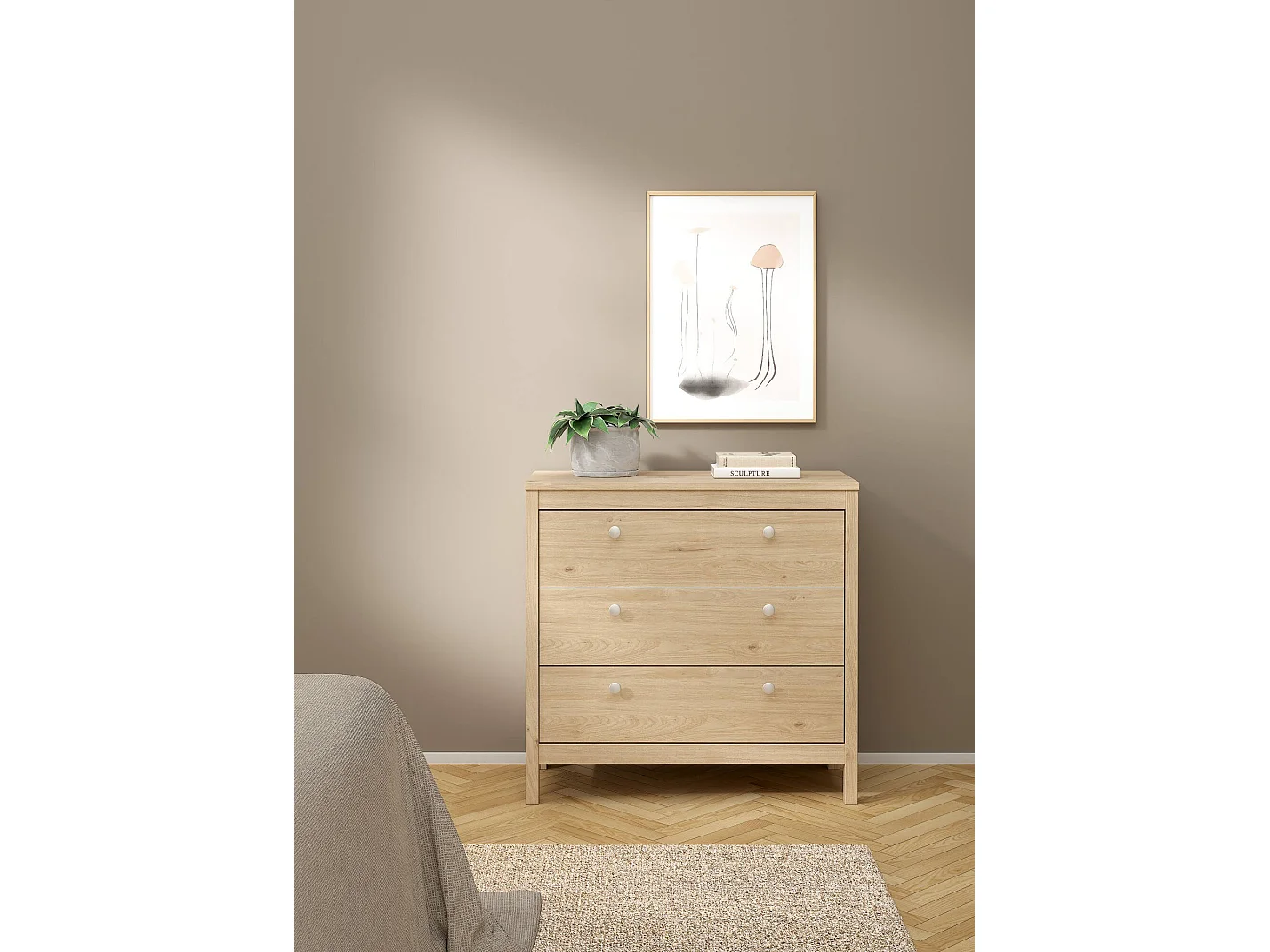 Drobbiat ladekast, Multifunctionele ladekast, Slaapkamer ladekast, Kast met lades, 82x38 h80 cm, Eiken