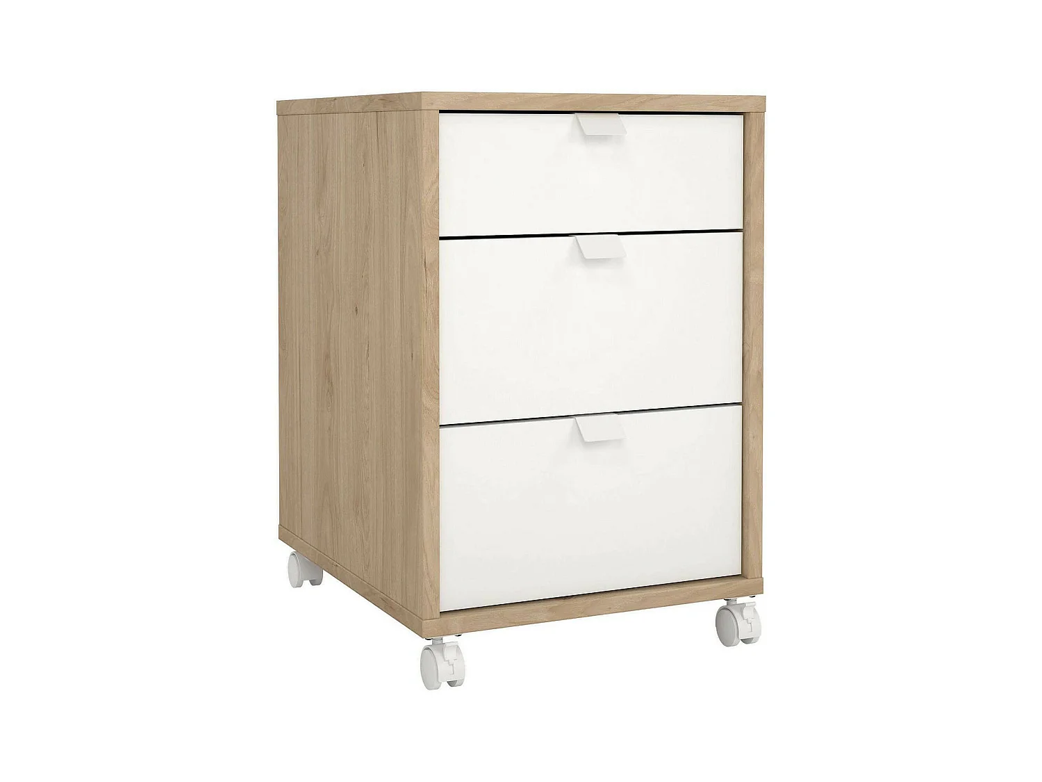 Commode Drispol, Commode polyvalente, Commode de chambre, Meuble avec tiroirs, 48x41 h61 cm, Chêne clair et Blanc