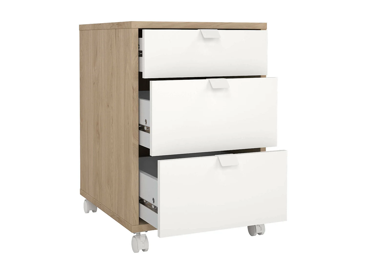 Drispol ladekast, Multifunctionele ladekast, Slaapkamerladekast, Kast met lades, 48x41 h61 cm, Eiken en Wit