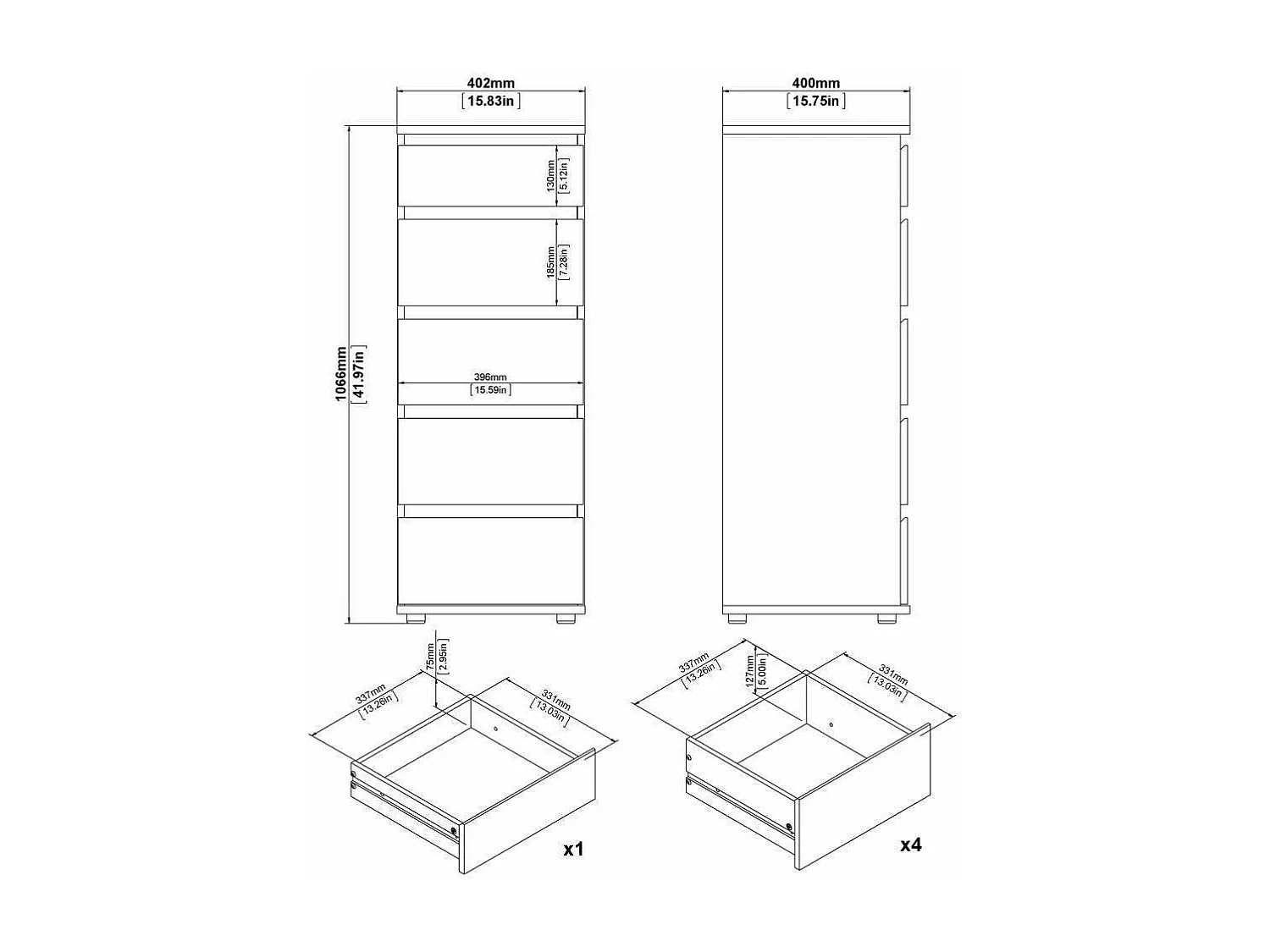 Cómoda Driber, Cómoda multiusos, Cómoda de quarto, Armário com gavetas, 40x40 h107 cm, Carvalho