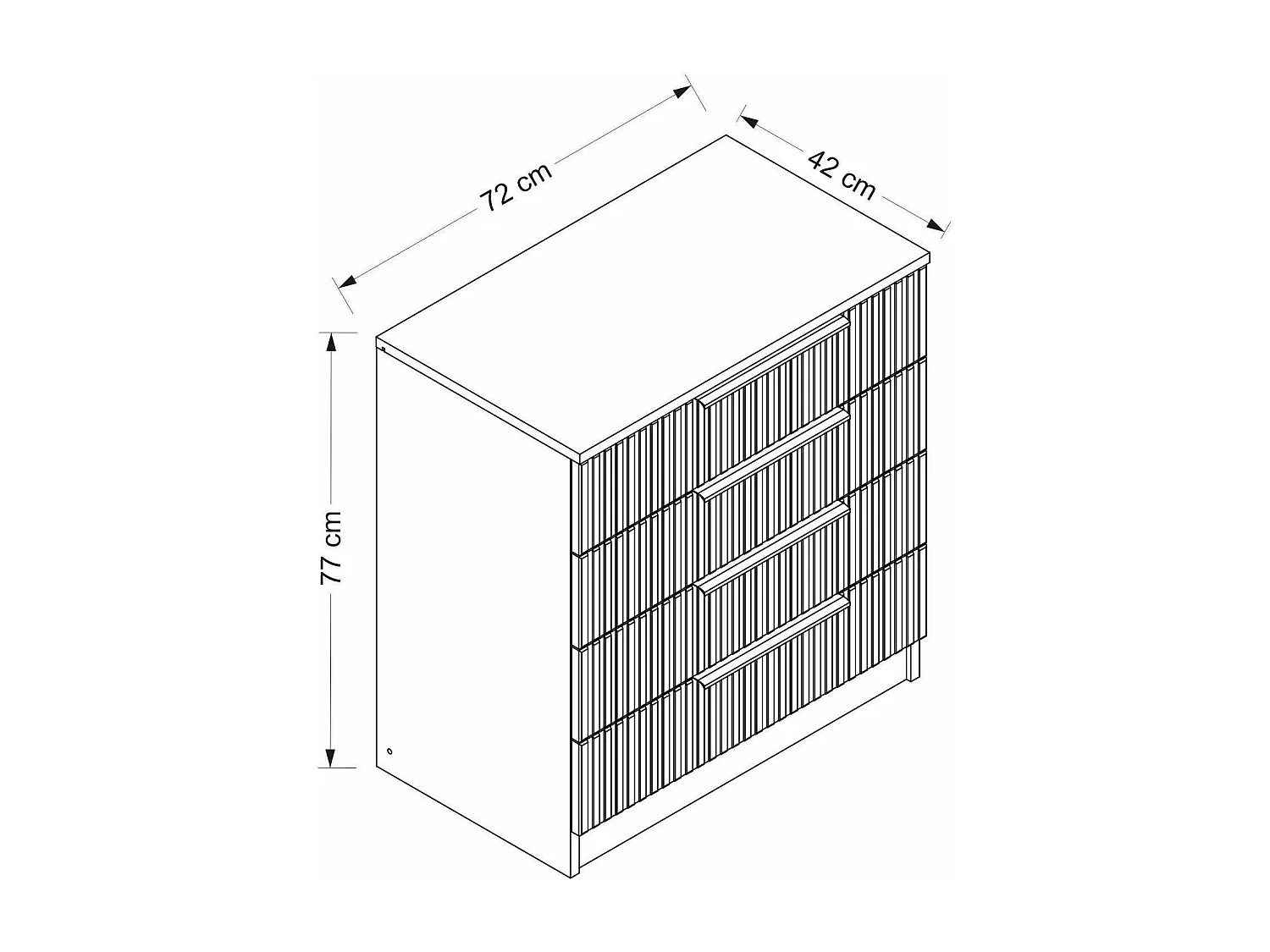 Kommode Ddopfe, Mehrzweckkommode, Schlafzimmerkommode, Schrank mit Schubladen, 72x42 h77 cm, WeiÃŸ