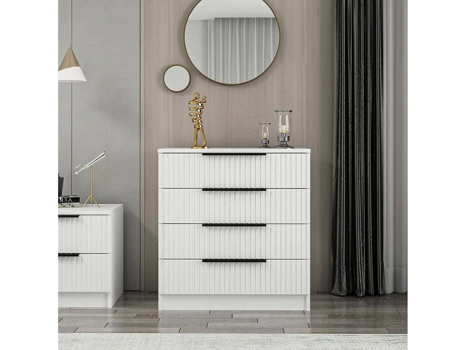 Dmora - Cassettiera Vicente, 72x42 h77 cm, Bianco