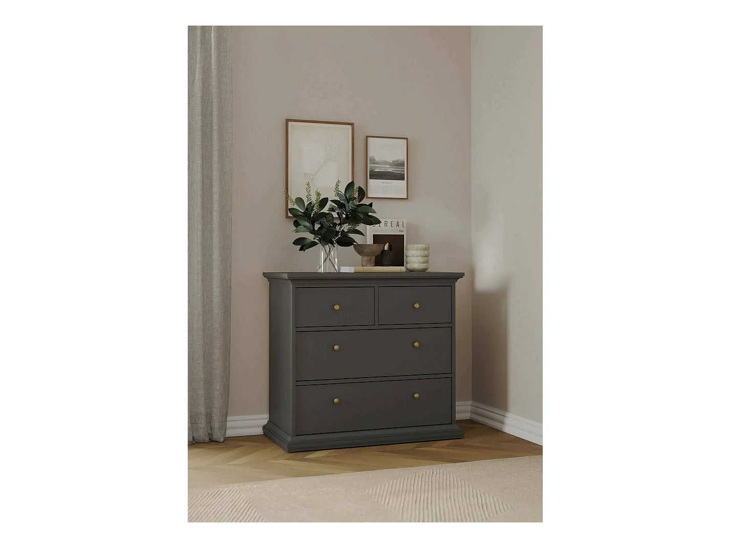 Commode Dribold, Commode polyvalente, Commode de chambre, Meuble avec tiroirs, 96x49 h87 cm, Gris