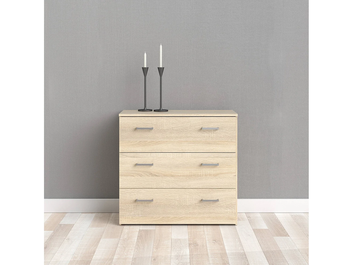 Cassettiera Adal, 3 Cassetti, 35.95x74.1x69.9h cm Marrone Quercia