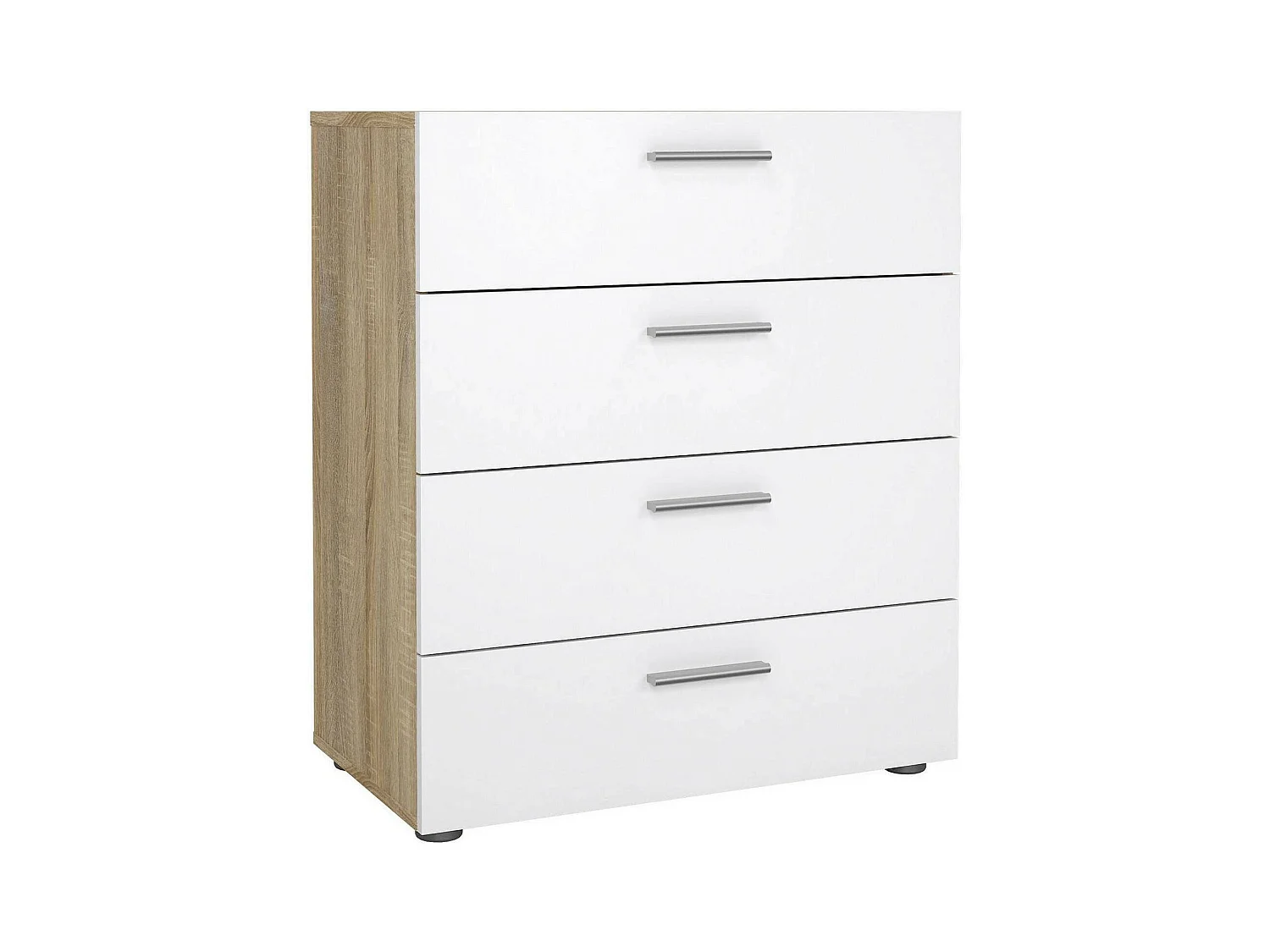 Commode Dromagn, Commode polyvalente, Commode de chambre, Meuble avec tiroirs, 70x40 h82 cm, Chêne et Blanc