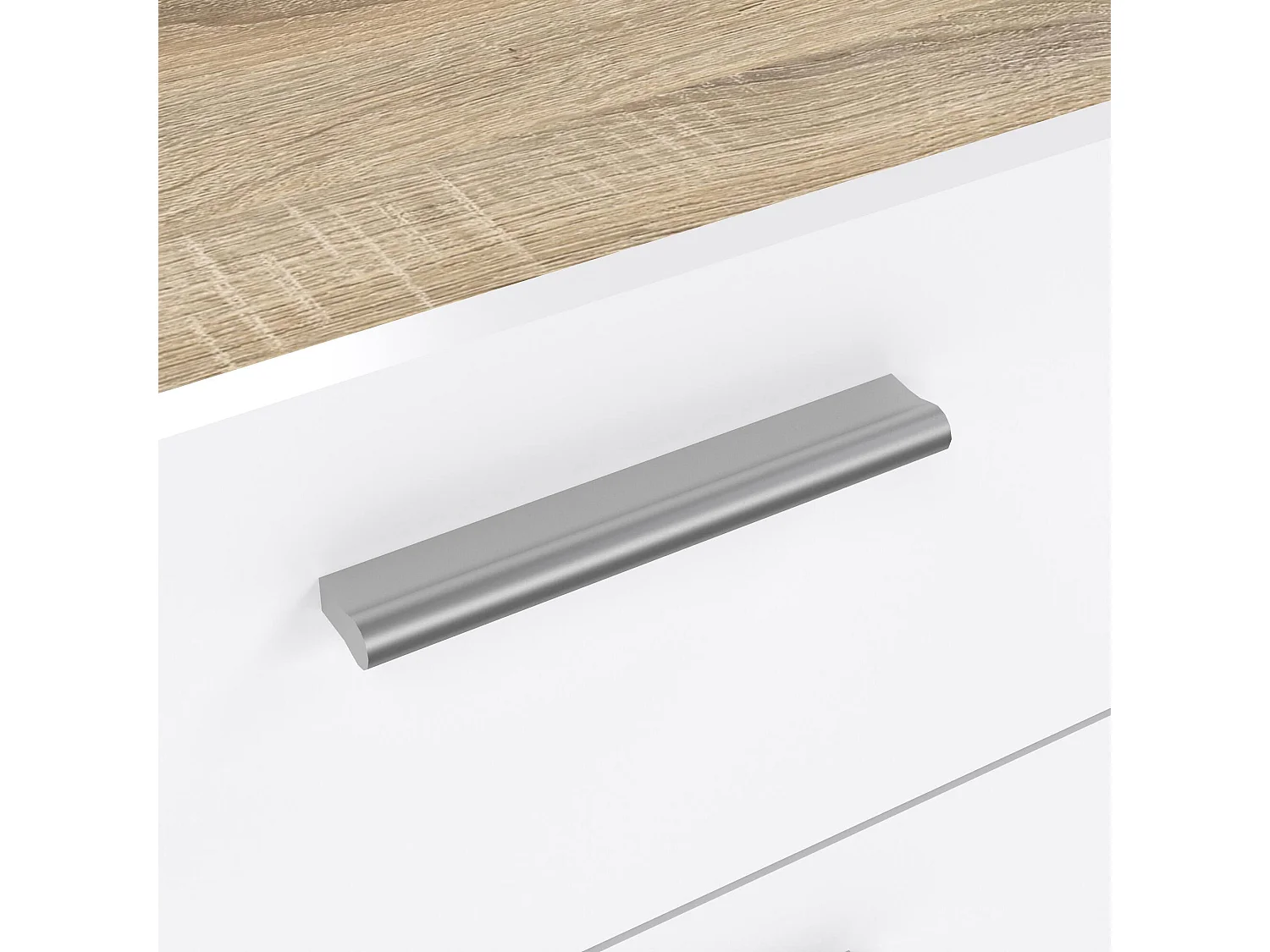 Dmora - Cassettiera Asam, 70x40 h82 cm, Quercia e Bianco lucido