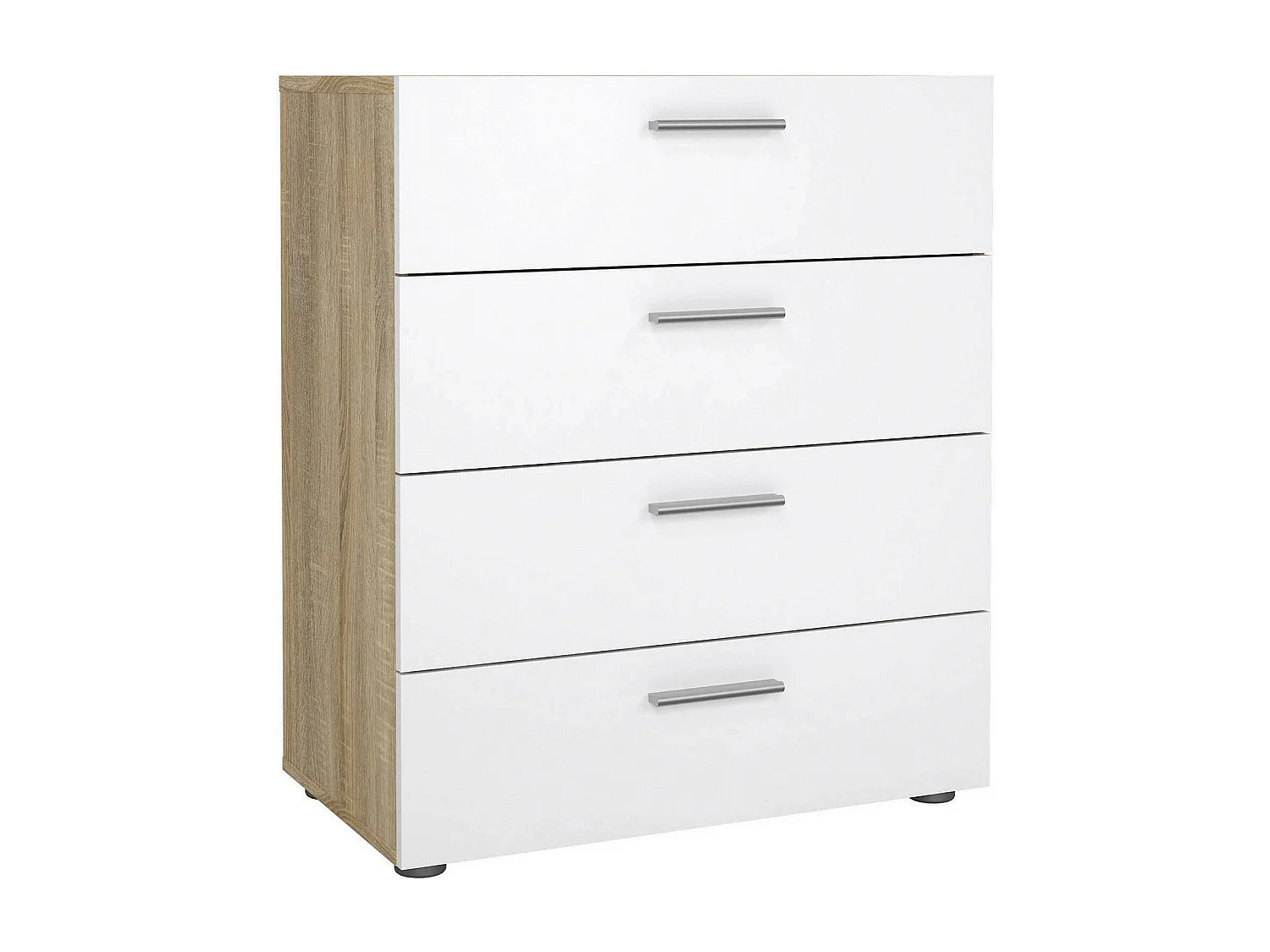 Kommode Dromagn, Mehrzweckkommode, Schlafzimmerkommode, Schrank mit Schubladen, 70x40 h82 cm, Eiche und WeiÃŸ