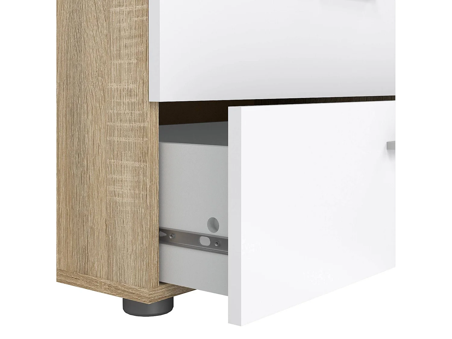 Commode Dromagn, Commode polyvalente, Commode de chambre, Meuble avec tiroirs, 70x40 h82 cm, Chêne et Blanc