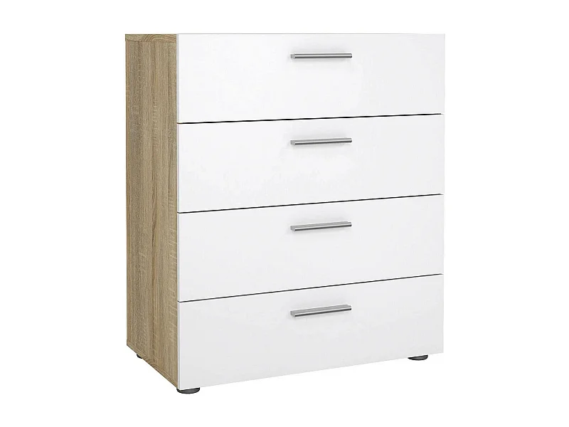 Cómoda Dromagn, Cómoda multiusos, Cómoda de quarto, Armário com gavetas, 70x40 h82 cm, Carvalho e Branco