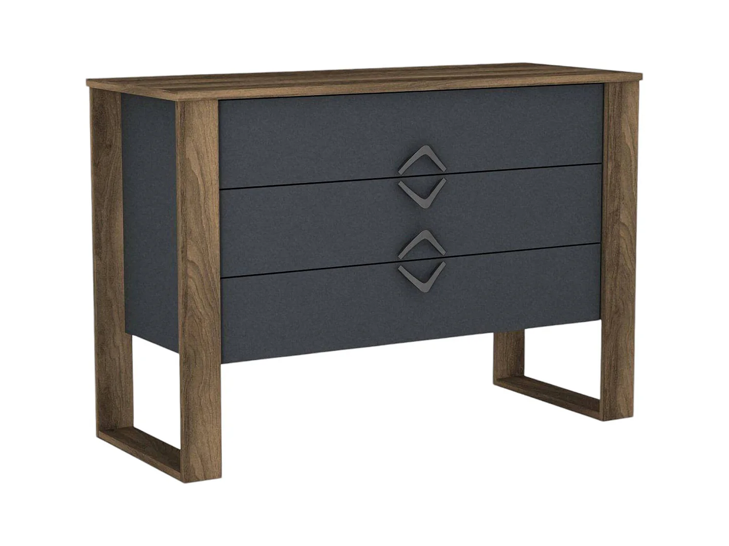 Commode Dcastillej, Commode polyvalente, Commode de chambre, Meuble avec tiroirs, 110x45 h76 cm, Noyer et Anthracite