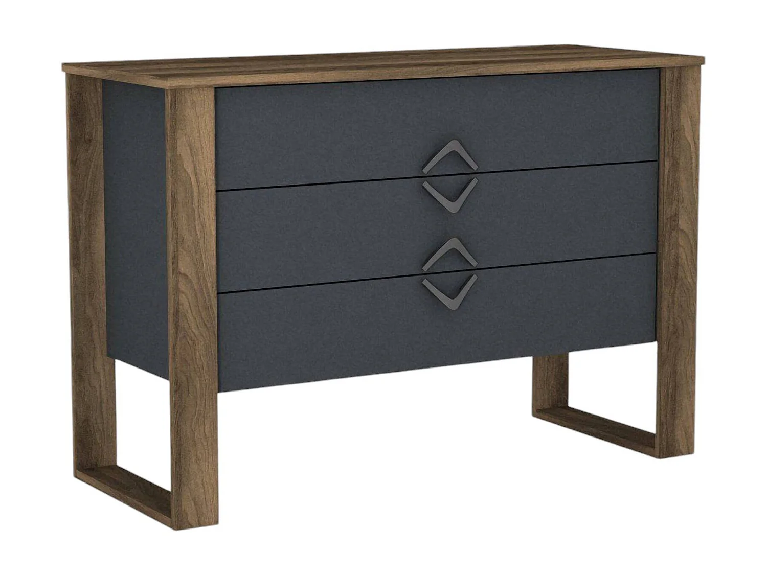 Dcastillej ladekast, Multifunctionele ladekast, Slaapkamerladekast, Kast met lades, 110x45 h76 cm, Walnoot en Antraciet